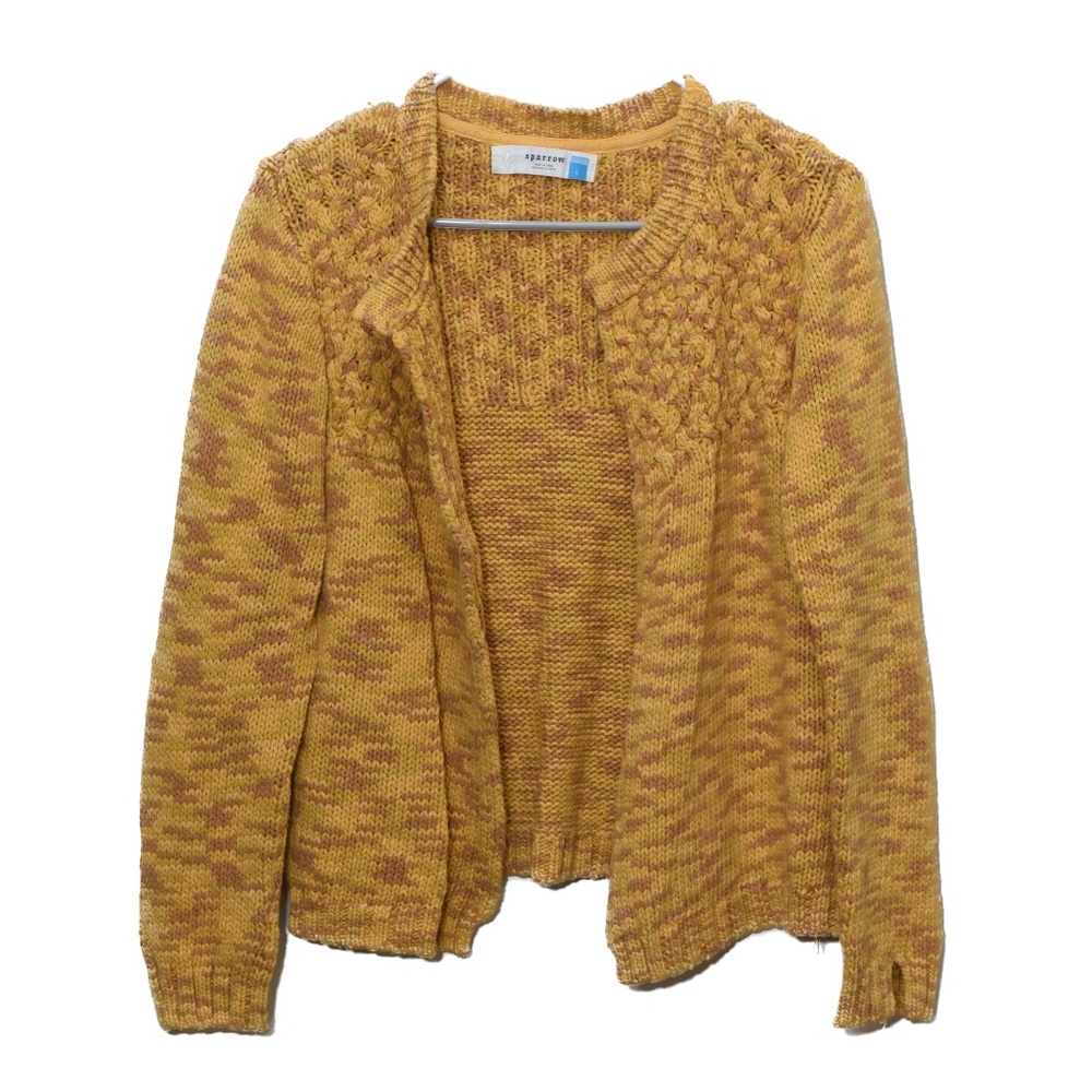 Sparrow Open Front Cardigan in Mustard Gold - L